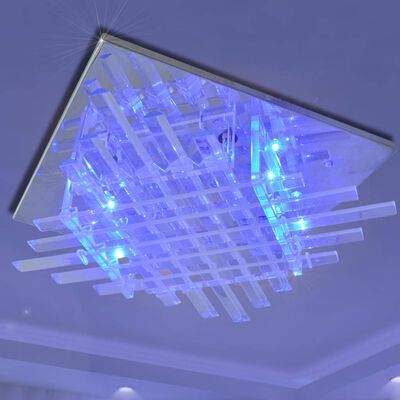 Čtvercové RGB LED stropní svítidlo se skleněnými proužky