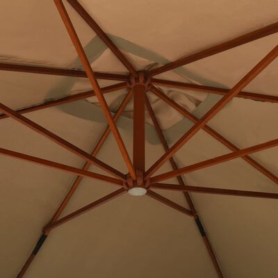 vidaXL Konzolový slunečník s dřevěnou tyčí 400 x 300 cm taupe