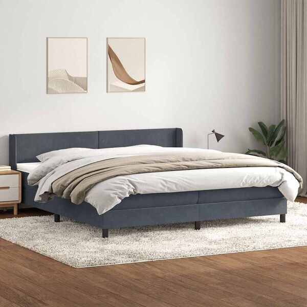 vidaXL Box spring postel s matrac&iacute; tmavě &scaron;ed&aacute; 180x220 cm samet