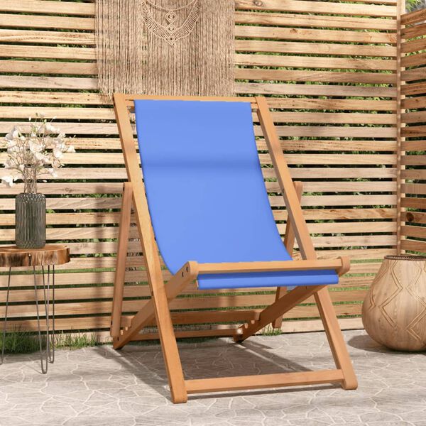 vidaXL Kempingová židle teak 56 x 105 x 96 cm modrá