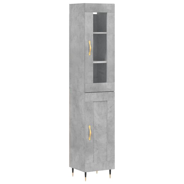 vidaXL Skř&iacute;ň highboard betonově &scaron;ed&aacute; 34,5x34x180 cm kompozitn&iacute; dřevo