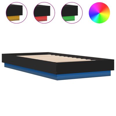 vidaXL Rám postele s LED osvětlením černý 90 x 190 cm