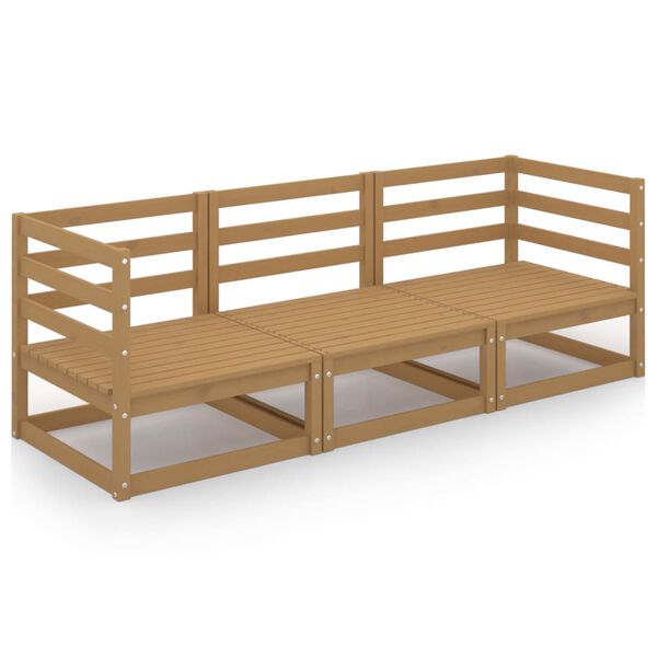 vidaXL 3m&iacute;stn&aacute; zahradn&iacute; pohovka medově hněd&aacute; masivn&iacute; borovice