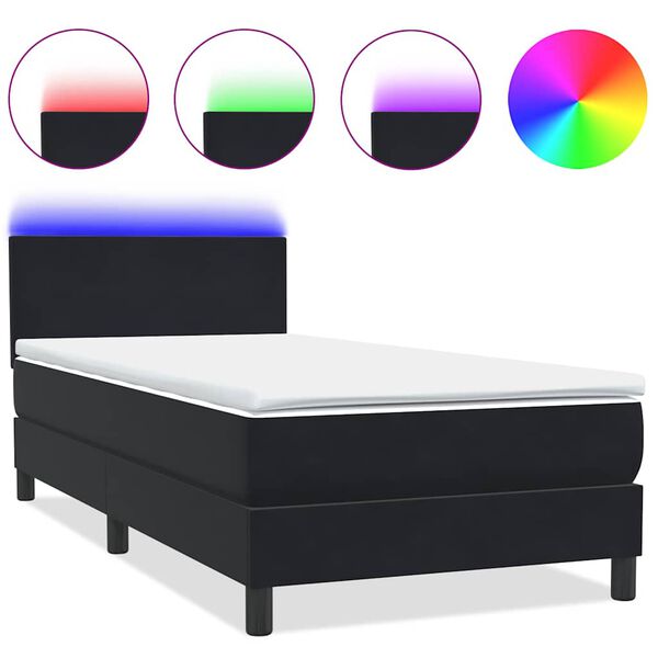 vidaXL Box spring postel s matrac&iacute; a LED čern&aacute; 100x220 cm samet