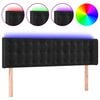 vidaXL Čelo postele s LED čern&eacute; 147 x 16 x 78/88 cm samet