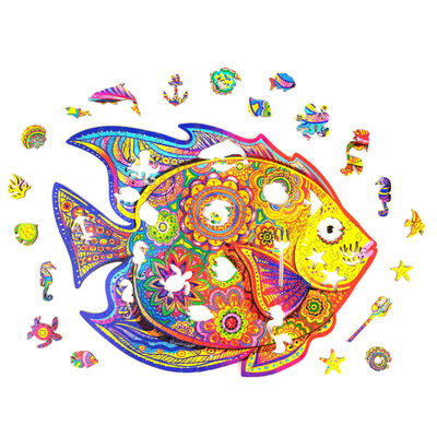 UNIDRAGON 196dílné dřevěné puzzle Shining Fish střední 32 x 24 cm