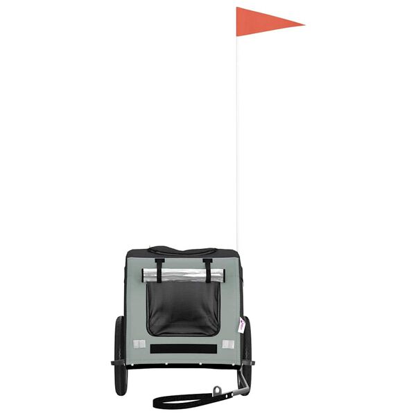 vidaXL Vozík za kolo pro psa šedý a černý oxfordská tkanina a železo