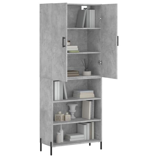 vidaXL Skř&iacute;ň highboard betonově &scaron;ed&aacute; 69,5x34x180 cm kompozitn&iacute; dřevo