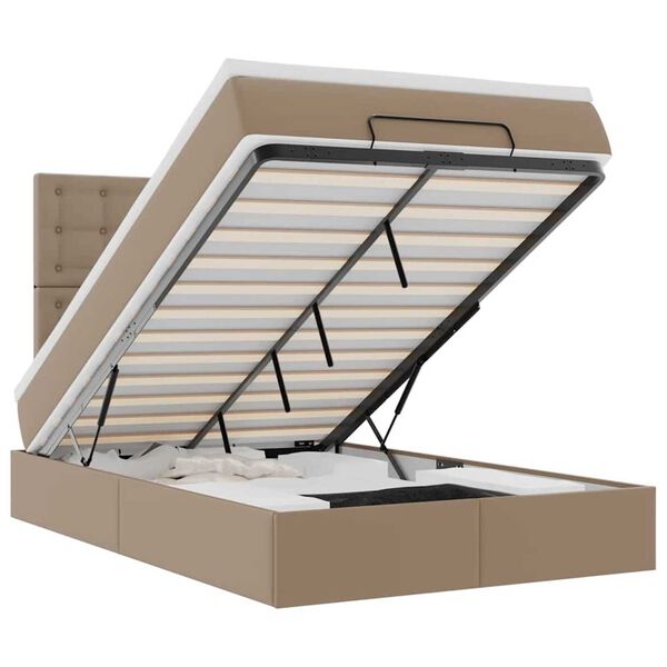 vidaXL Osmansk&yacute; r&aacute;m postele s matrac&iacute; cappuccino 120x190 cm uměl&aacute; kůže