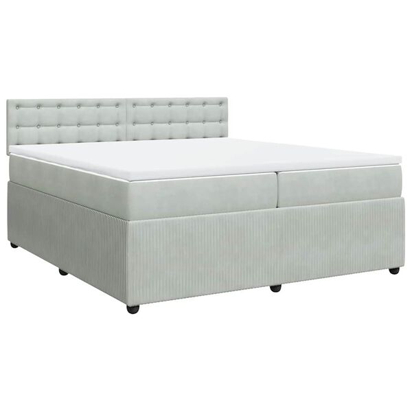 vidaXL Box spring postel s matrac&iacute; světle &scaron;ed&aacute; 200x200 cm samet