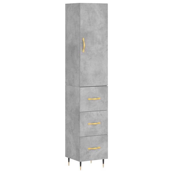 vidaXL Skř&iacute;ň highboard betonově &scaron;ed&aacute; 34,5x34x180 cm kompozitn&iacute; dřevo