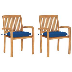 vidaXL Zahradn&iacute; židle 2 ks modr&eacute; podu&scaron;ky masivn&iacute; teak