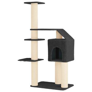 vidaXL Kočič&iacute; strom se &scaron;krabac&iacute;mi sloupky sisal Tmavě &scaron;ed&aacute; 183 cm