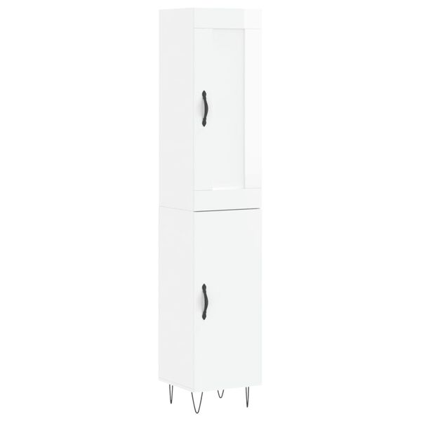 vidaXL Skř&iacute;ň highboard b&iacute;l&aacute; s vysok&yacute;m leskem 34,5x34x180 cm kompozit