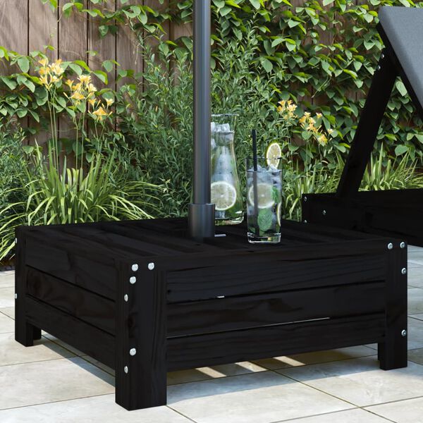 vidaXL Kryt na stojan slunečníku černý masivní borové dřevo