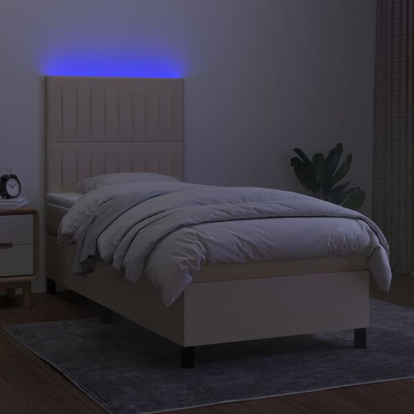 vidaXL Box spring postel s matrac&iacute; a LED kr&eacute;mov&aacute; 90x190 cm textil