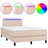 vidaXL Box spring postel matrace a LED cappuccino 120x200cm uměl&aacute; kůže