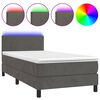 vidaXL Box spring postel s matrac&iacute; a LED tmavě &scaron;ed&aacute; 100x200 cm samet