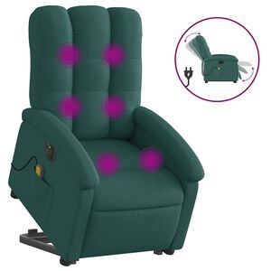 vidaXL Elektrick&eacute; zvedac&iacute; mas&aacute;žn&iacute; polohovac&iacute; křeslo zelen&eacute; textil