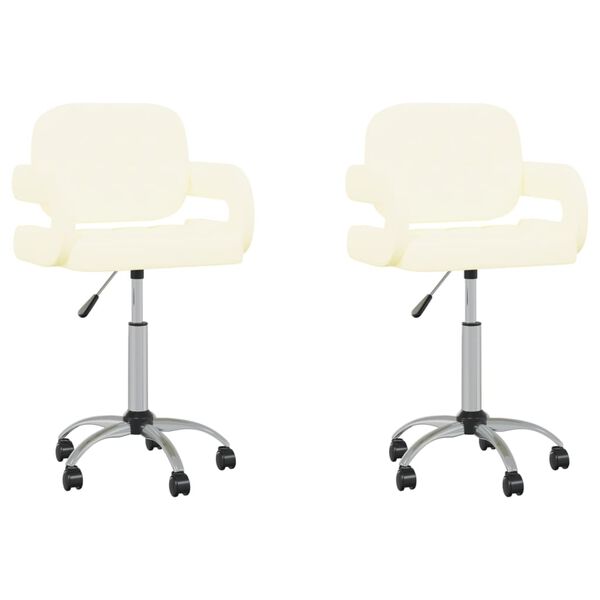 vidaXL Otočn&eacute; j&iacute;deln&iacute; židle 2 ks kr&eacute;mov&eacute; uměl&aacute; kůže