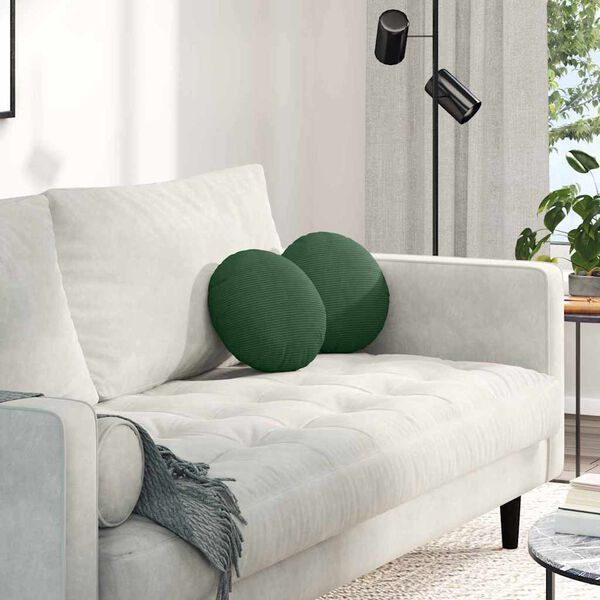 vidaXL Pol&scaron;t&aacute;ře na sedadla 2 pcs Tmavě zelen&aacute; &Oslash; 30 cm Žebrovan&aacute; l&aacute;tka