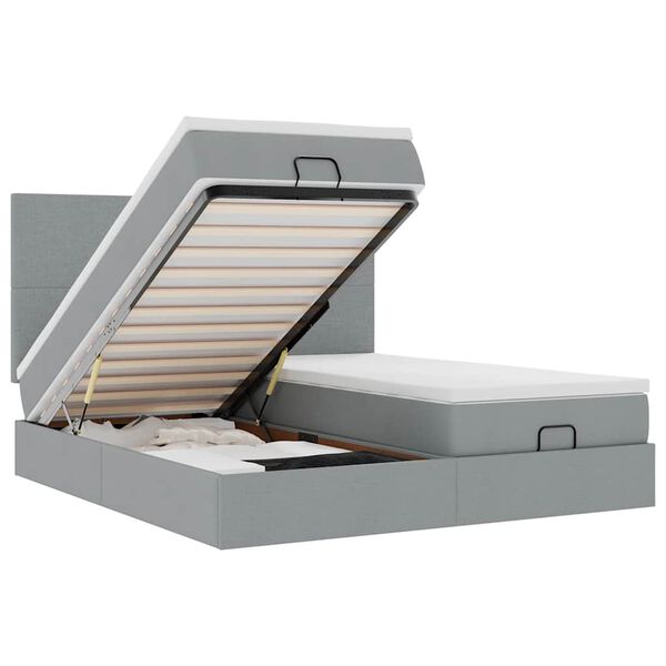 vidaXL Osmansk&yacute; r&aacute;m postele s matrac&iacute; světle &scaron;ed&aacute; 160x200cm textil