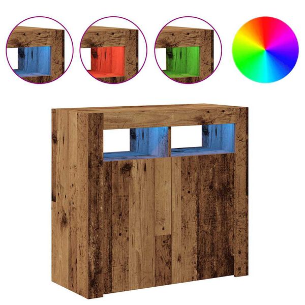 vidaXL Př&iacute;born&iacute;k s LED old wood 80 x 35 x 75 cm kompozitn&iacute; dřevo