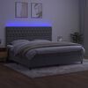 vidaXL Box spring postel s matrací a LED světle šedá 200x200 cm samet