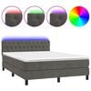 vidaXL Box spring postel s matrac&iacute; a LED tmavě &scaron;ed&aacute; 140x190 cm samet
