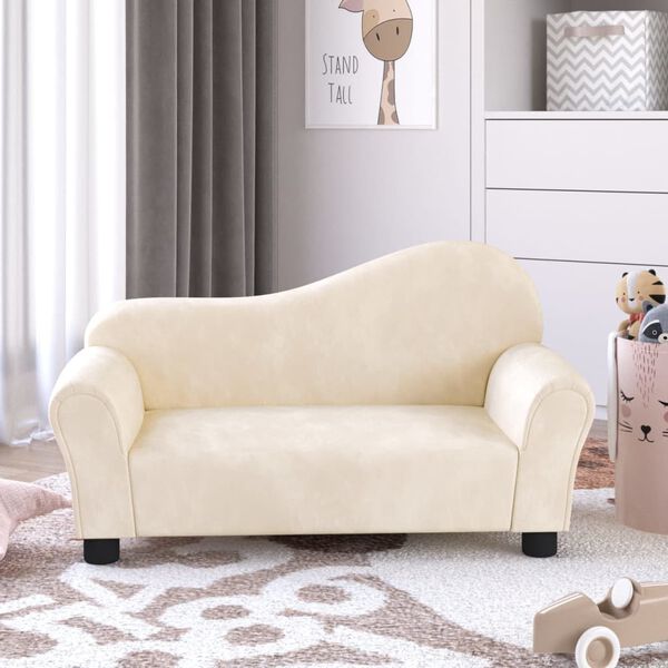 vidaXL Dětsk&aacute; pohovka kr&eacute;mov&aacute; samet