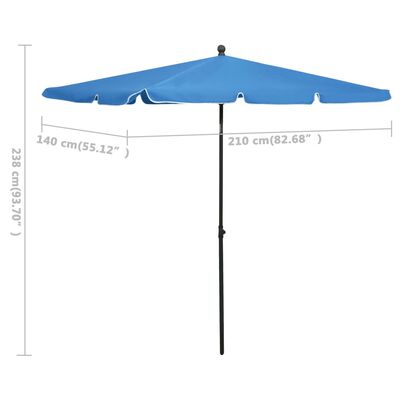 vidaXL Zahradní slunečník s tyčí 210 x 140 cm azurově modrý