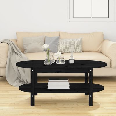 vidaXL Konferenční stolek černý 110 x 55 x 45 cm masivní borové dřevo