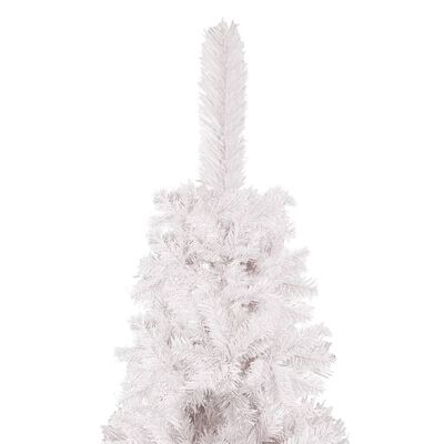 vidaXL Úzký vánoční stromek s LED osvětlením a sadou koulí bílý 240 cm