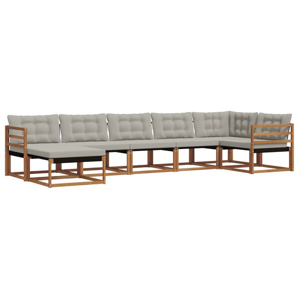 vidaXL Venkovn&iacute; pohovkov&aacute; souprava 7 pcs Př&iacute;rodn&iacute; a světle &scaron;ed&aacute;