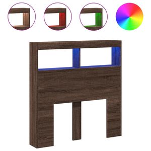 vidaXL Čelo postele s &uacute;ložn&yacute;m prostorem a LED hněd&yacute; dub 100x17x102 cm