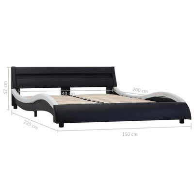 vidaXL Rám postele s LED světlem černobílý umělá kůže 140 x 200 cm