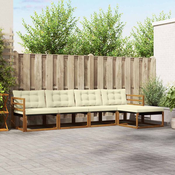 vidaXL Venkovn&iacute; pohovkov&aacute; souprava 5 pcs Přirozen&aacute; a Kr&eacute;mov&aacute;