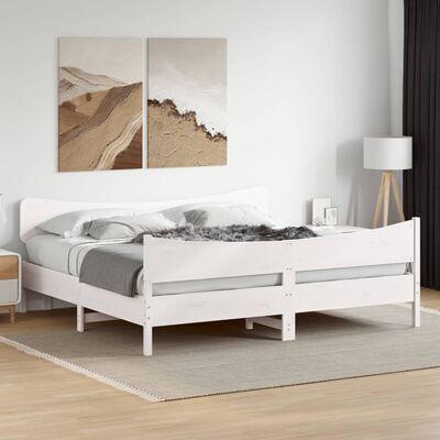 vidaXL Rám postele s čelem bílý 200 x 200 cm masivní borové dřevo