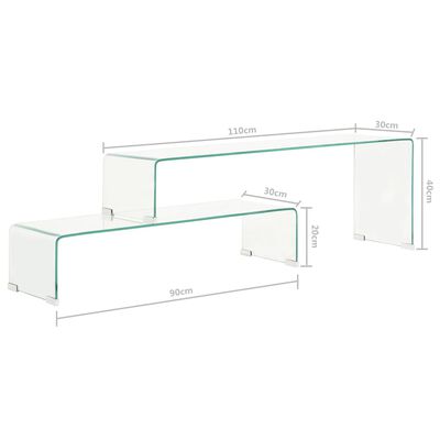 vidaXL 2dílný konferenční stolek 90x30x20 / 110x30x40 cm tvrzené sklo