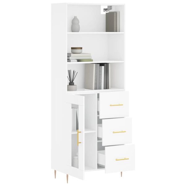 vidaXL Skř&iacute;ň highboard b&iacute;l&aacute; 69,5 x 34 x 180 cm kompozitn&iacute; dřevo