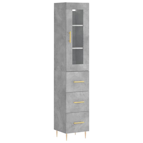 vidaXL Skř&iacute;ň highboard betonově &scaron;ed&aacute; 34,5x34x180 cm kompozitn&iacute; dřevo