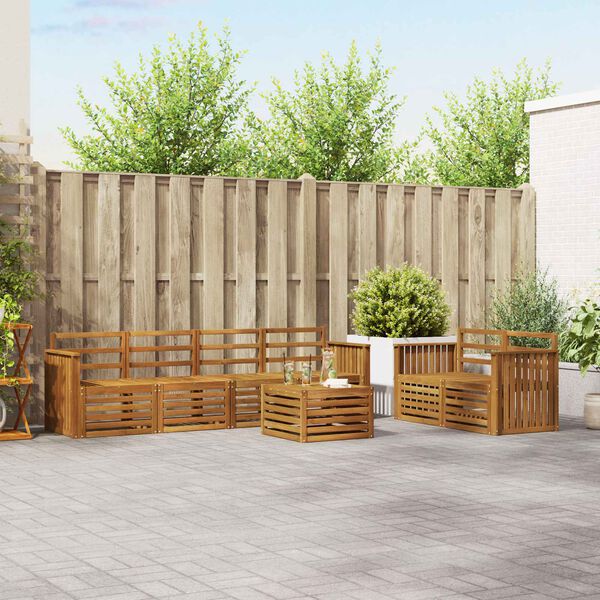 vidaXL Sedac&iacute; soupravy 7 pcs Př&iacute;rodn&iacute; Masivn&iacute; ak&aacute;tov&eacute; dřevo