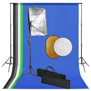 vidaXL Foto studio set se softboxy, fotopozad&iacute;m a reflektory