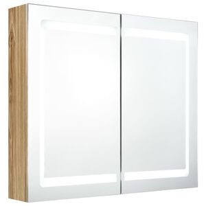 vidaXL LED koupelnov&aacute; skř&iacute;ňka se zrcadlem dub 80 x 12 x 68 cm