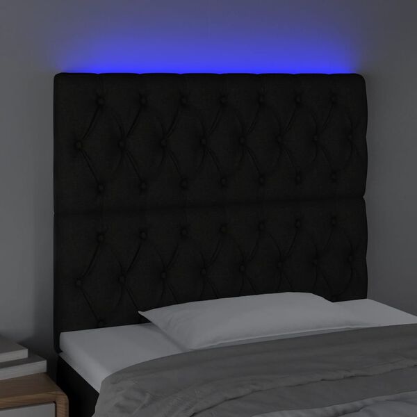 vidaXL Čelo postele s LED čern&eacute; 100x7x118/128 cm textil