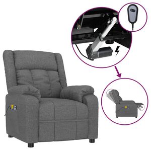 vidaXL Elektrick&eacute; mas&aacute;žn&iacute; křeslo tmavě &scaron;ed&eacute; textil