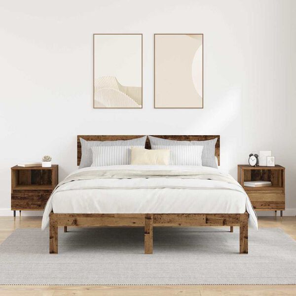 vidaXL Noční skříňka se zásuvkou 2 pcs Staré dřevo 40 x 35 x 50 cm