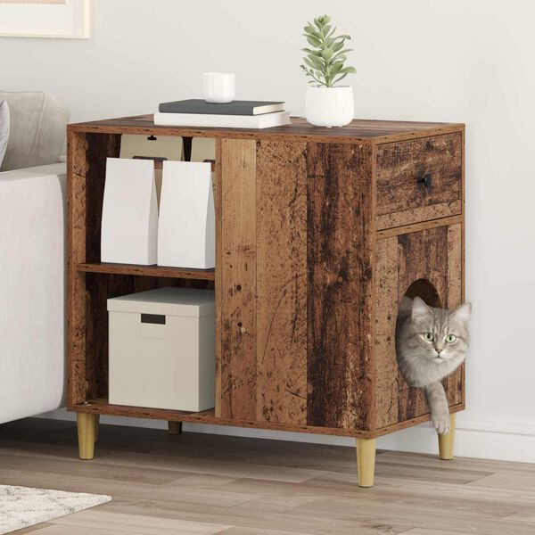 vidaXL Kočič&iacute; dům Star&eacute; dřevo 72 x 42.5 x 70 cm kompozitn&iacute; dřevo