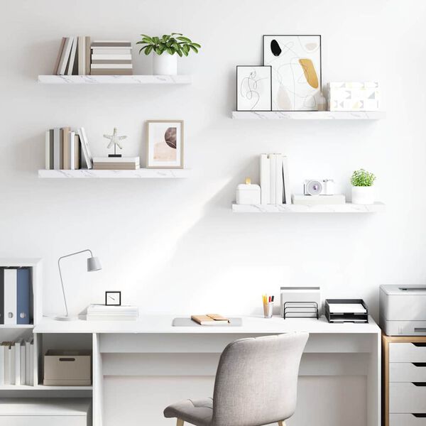 vidaXL N&aacute;stěnn&aacute; polička N&aacute;stěnn&yacute; 4 pcs B&iacute;l&yacute; mramor 80 x 23,5 x 4 cm