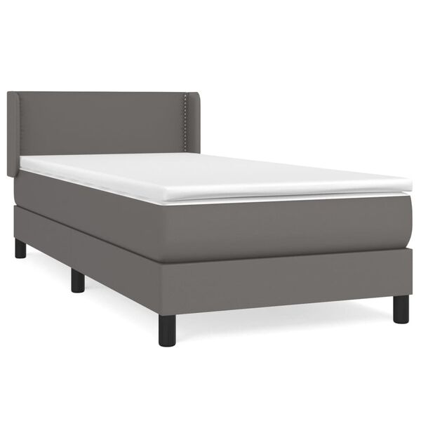 vidaXL Box spring postel s matrac&iacute; &scaron;ed&aacute; 100x200 cm uměl&aacute; kůže